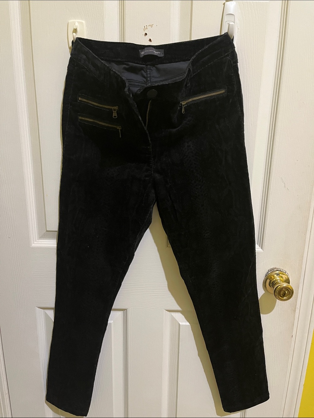M & S Black Velvet Zip Pocket Pants